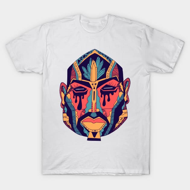 Retro Triad African Mask No 9 T-Shirt by kenallouis